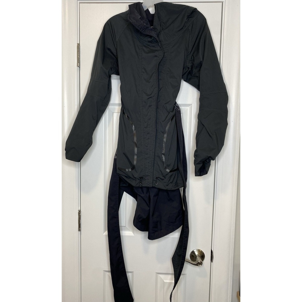 Lululemon Women's Belted Rain Trench Coat Black *see Measurements *
